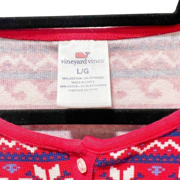 Vineyard Vines Women's Holiday Whale Isle Waffle Knit Pajama Set Size Large - Picture 3 of 6